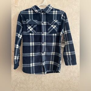 Hollywood kids size 10 blue / white plaid fleece jacket NWT